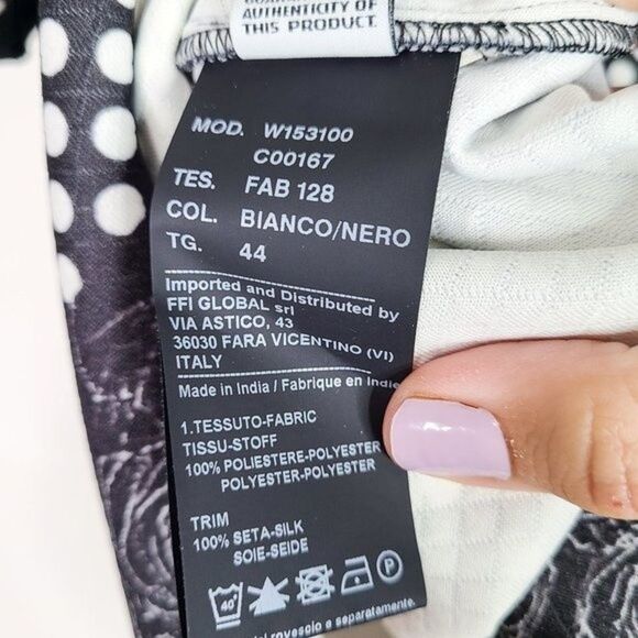 COSTUME NEMUTSO Top Womens 44‎ US Large  Black White Short Sleeve Quilted Mesh - Picture 8 of 9